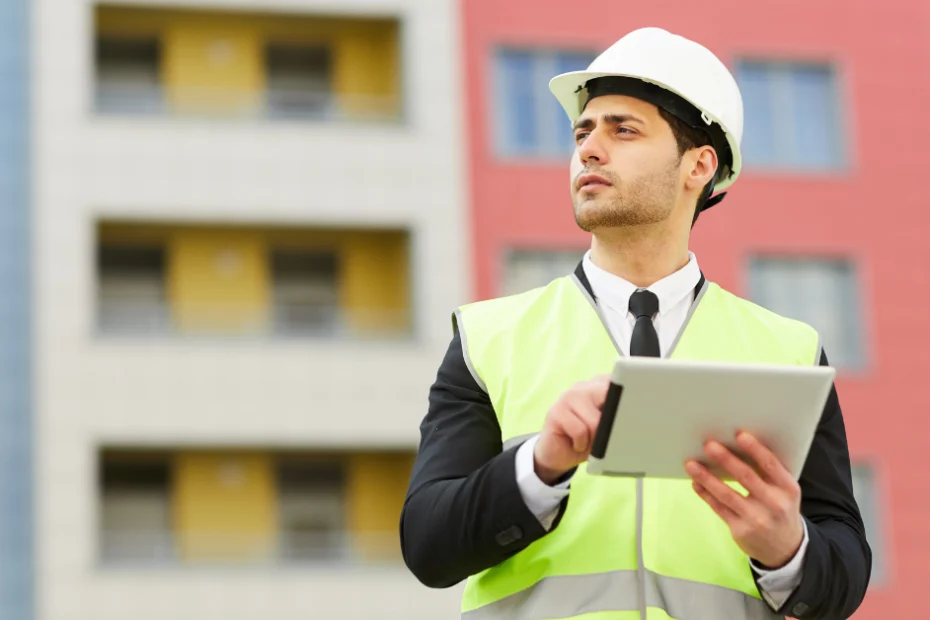 construction worker with construction app