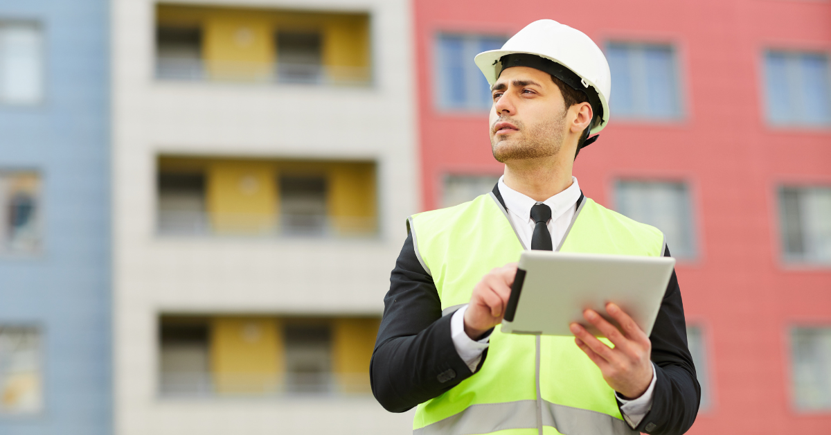 construction worker with construction app