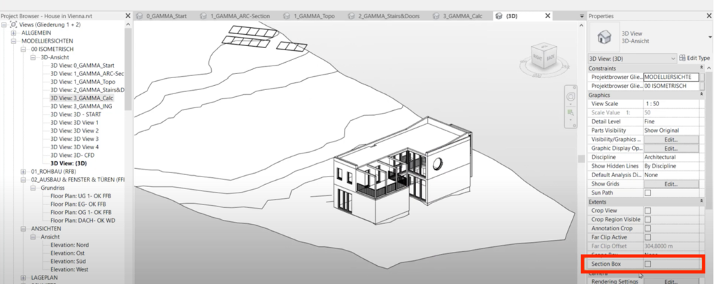 model or a section to export IFC from revit