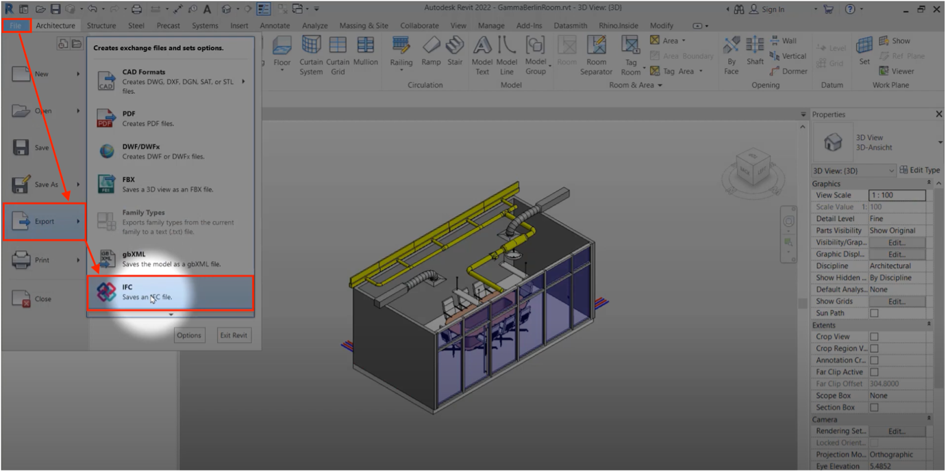 How To Export IFC Files From Revit - GAMMA AR