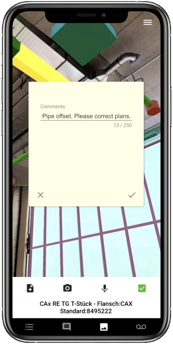 Captura de pantalla de la aplicación BIM Construction GAMMA AR