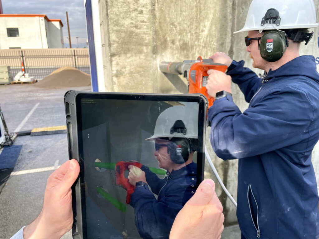 construction manager drilling holes with GAMMA AR