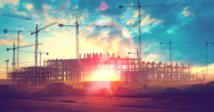 Construction site sunset