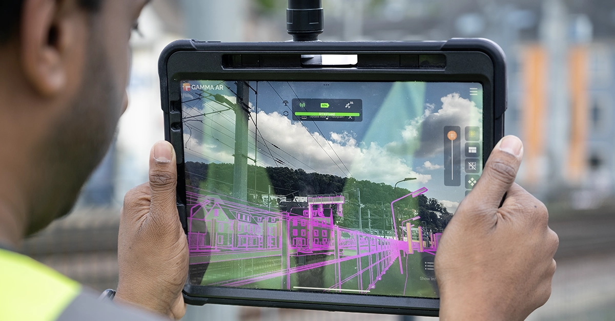 Jayan Jevanesan of GAMMA AR with GNSS on construction site
