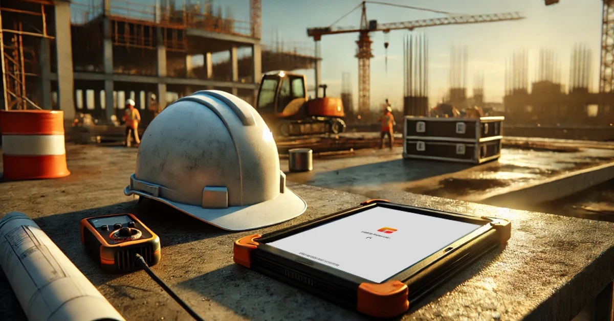 Image of GAMMA AR on tablet on a construction site