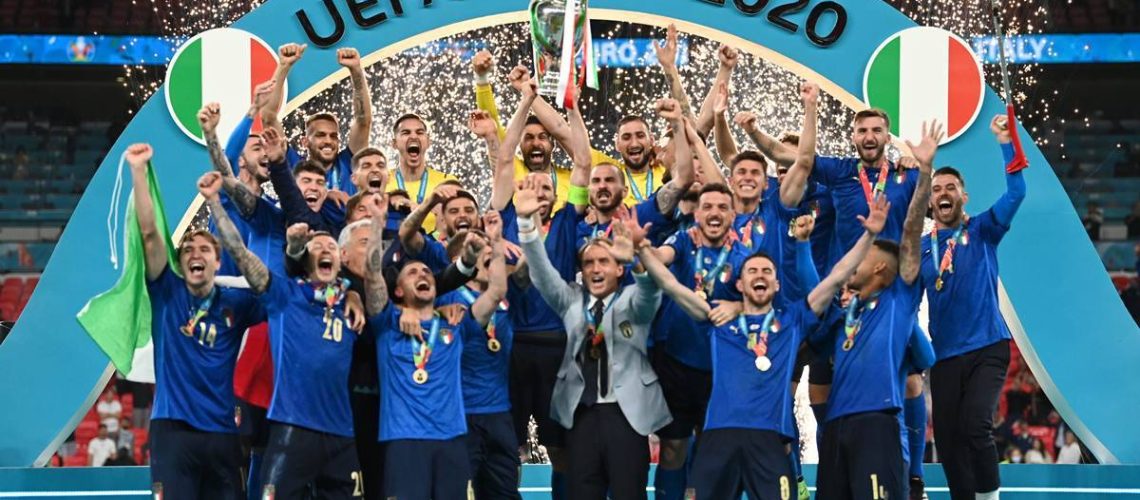 Italian winner of 2020 European Cup in Wembley Stadium building